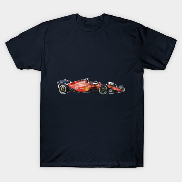 Racing Car in watercolours pattern illustration, Formula 1 watercolours T-Shirt by Ala Lopatniov